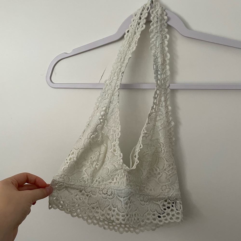 Aerie White Halter Lace Bralette